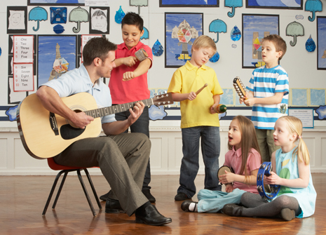Children taking part in a music class